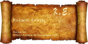 Kulacs Ervin névjegykártya